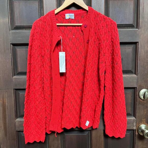 Deadstock 1960s knit cardigan Red Women's Medium - Picture 5 of 8